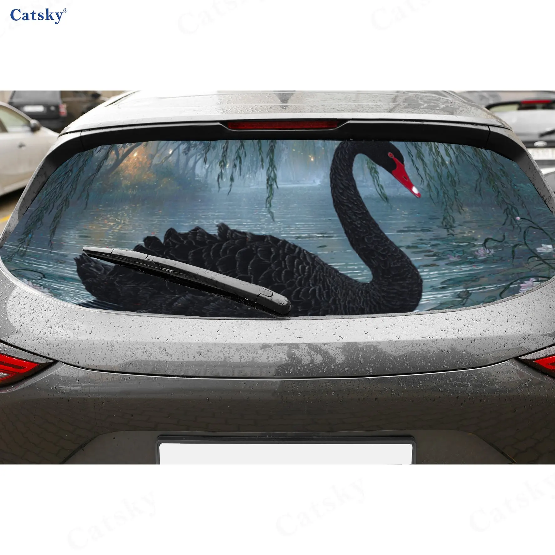 Mysterious Black Swan Lake Adventure PVC Perforated Car Vinyl Wraps, Durable Car Rear Windshield Sticker, Waterproof Car Rear Wi
Mysterious Black Swan Lake Adventure PVC Perforated Car Vinyl Wraps, Durable Car Rear Windshield Sticker, Waterproof Car Rear Wi