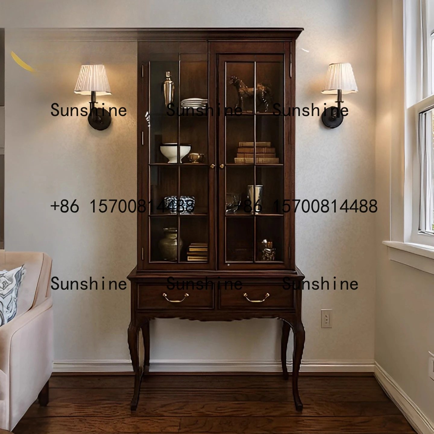 Книжный шкаф из цельного дерева в американском стиле ретро, витрина со стеклянной дверью и двойной дверью для гостиной
Книжный шкаф из цельного дерева в американском стиле ретро, витрина со стеклянной дверью и двойной дверью для гостиной