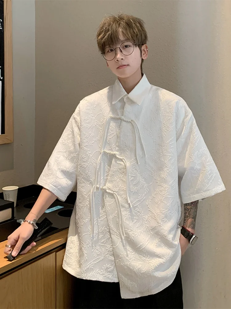 White ort Sve Men's irt Premium Embroidery Button up Top Summer New Chinese Tang Costume Sle Reformed Hanfu
White ort Sve Men's irt Premium Embroidery Button up Top Summer New Chinese Tang Costume Sle Reformed Hanfu