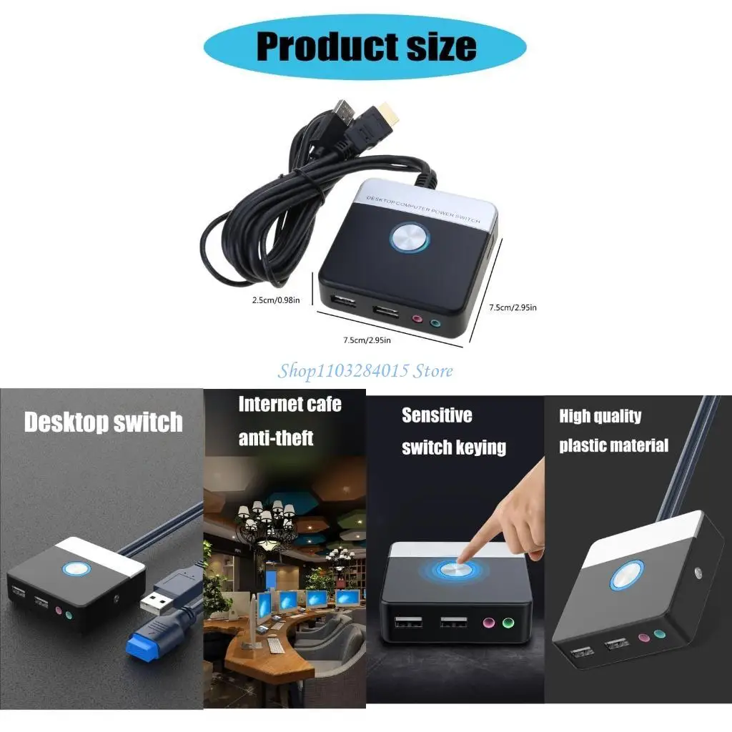 R6FF Easy Installation External Desktop Power Button with Double USB Port, Long Reach 110cm Cable for Computer PC Case
R6FF Easy Installation External Desktop Power Button with Double USB Port, Long Reach 110cm Cable for Computer PC Case