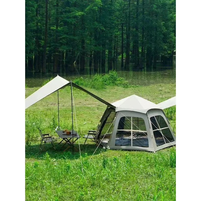 Outdoor portable tent canopy two-in-one folding camping equipment full set of thickened silver-coated sunscreen camping tent
Outdoor portable tent canopy two-in-one folding camping equipment full set of thickened silver-coated sunscreen camping tent