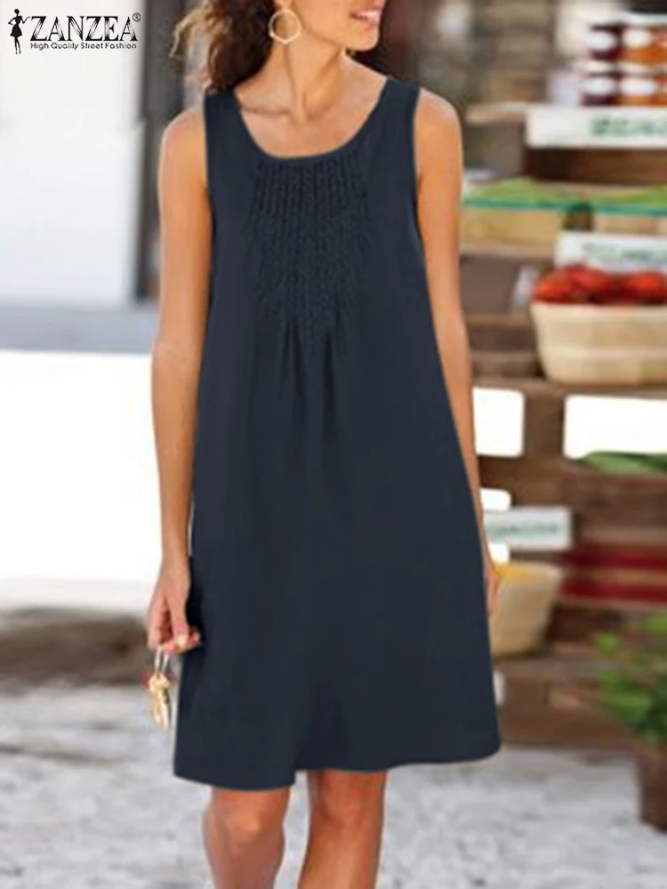 ZANZEA Fashion Summer Sleeveless Solid Dress Women Sundress Vintage O Neck Beach Vestidos Casual Holiday Knee Length Robe Femme
ZANZEA Fashion Summer Sleeveless Solid Dress Women Sundress Vintage O Neck Beach Vestidos Casual Holiday Knee Length Robe Femme