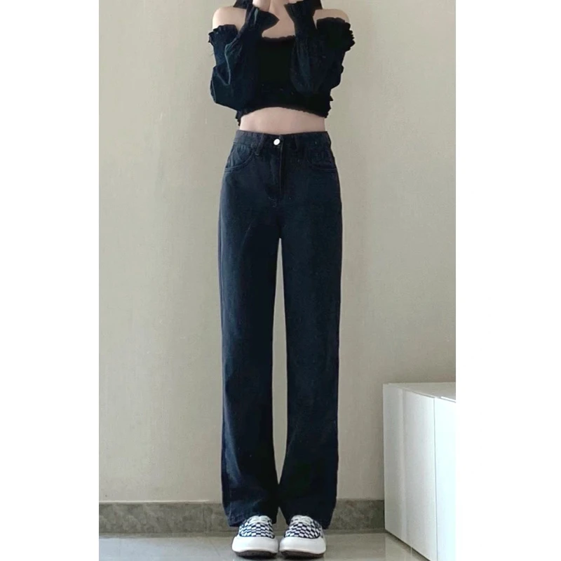 High Waist Straight Leg Black Denim Jeans Women's Spring New Versatile Slimming Loose Floor-Length Wide Leg Pants
High Waist Straight Leg Black Denim Jeans Women's Spring New Versatile Slimming Loose Floor-Length Wide Leg Pants