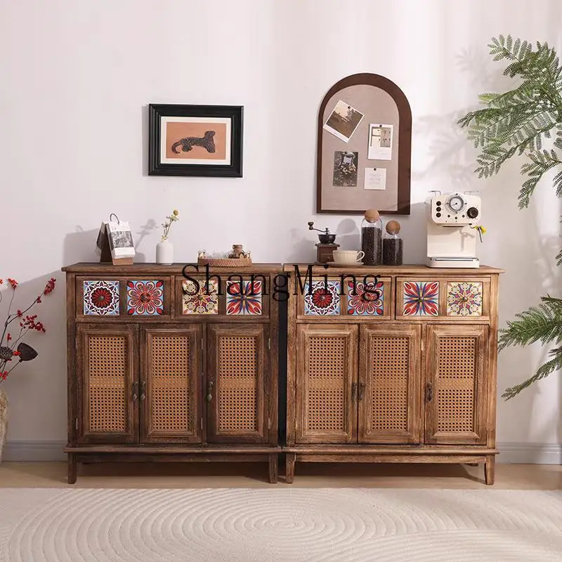 SM retro dining side cabinet solid wood storage living room tea kitchen cabinet with door rattan storage cabinet
SM retro dining side cabinet solid wood storage living room tea kitchen cabinet with door rattan storage cabinet