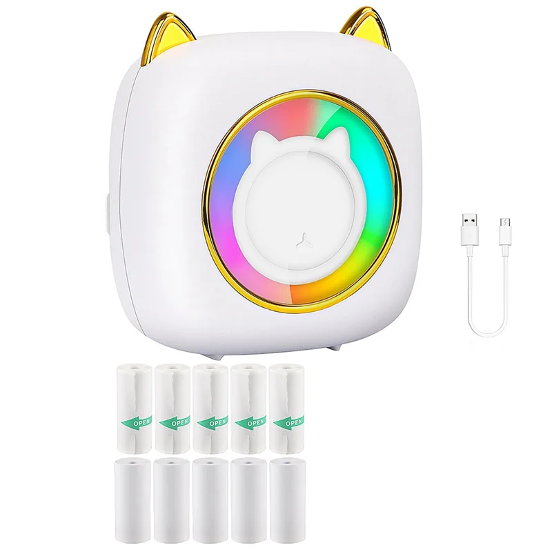 ADP-Mini Sticker Printer Pocket Inkless Thermal Printer with RGB Light, 10 Rolls Thermal Paper, for Photo Notes Memo White
ADP-Mini Sticker Printer Pocket Inkless Thermal Printer with RGB Light, 10 Rolls Thermal Paper, for Photo Notes Memo White