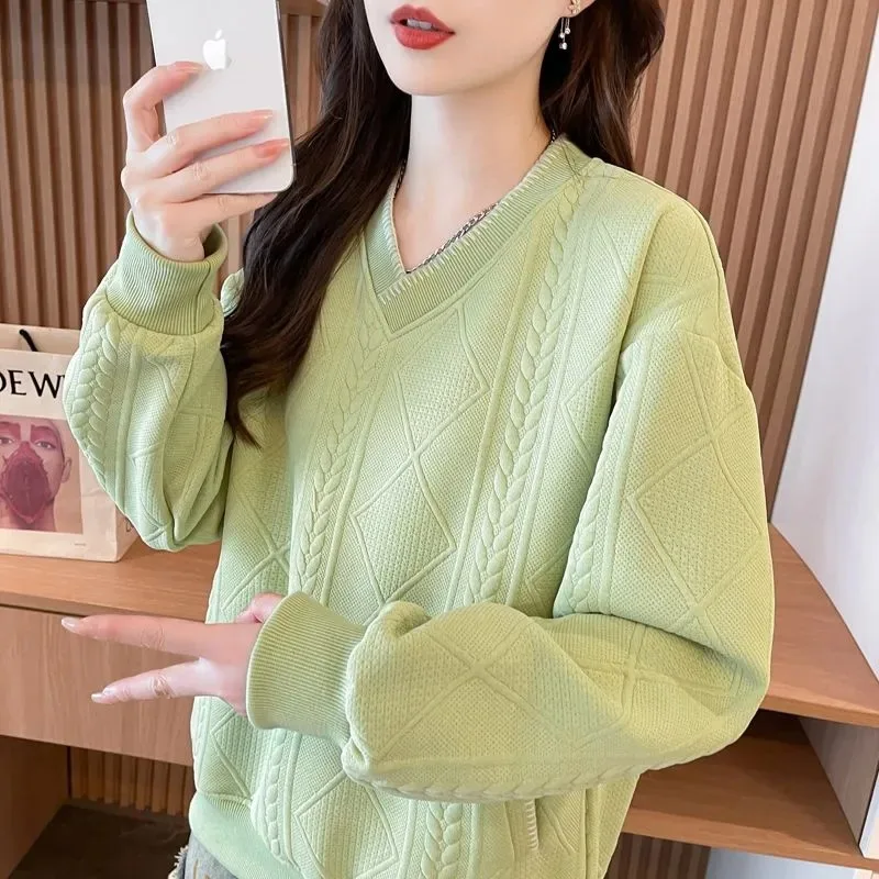Women's Sweatshirt Autumn New Style Loose Solid Color Jacquard Niche Design Thin Style Versatile Trendy
Women's Sweatshirt Autumn New Style Loose Solid Color Jacquard Niche Design Thin Style Versatile Trendy