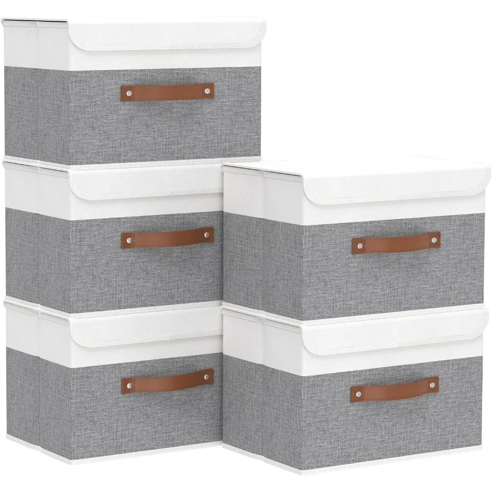 Storage Boxes with Lids, Linen Fabric Bin, Cube Organizer Basket, Washable and Leather Handle, for Home, Closet, Storage Box
Storage Boxes with Lids, Linen Fabric Bin, Cube Organizer Basket, Washable and Leather Handle, for Home, Closet, Storage Box