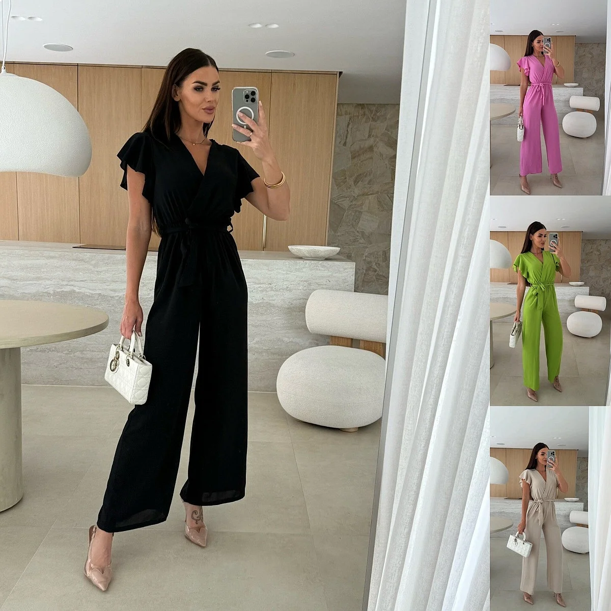 Summer V Neck Tie Waist Solid Color Jumpsuit Overall Playsuit Women Bodysuit
Summer V Neck Tie Waist Solid Color Jumpsuit Overall Playsuit Women Bodysuit