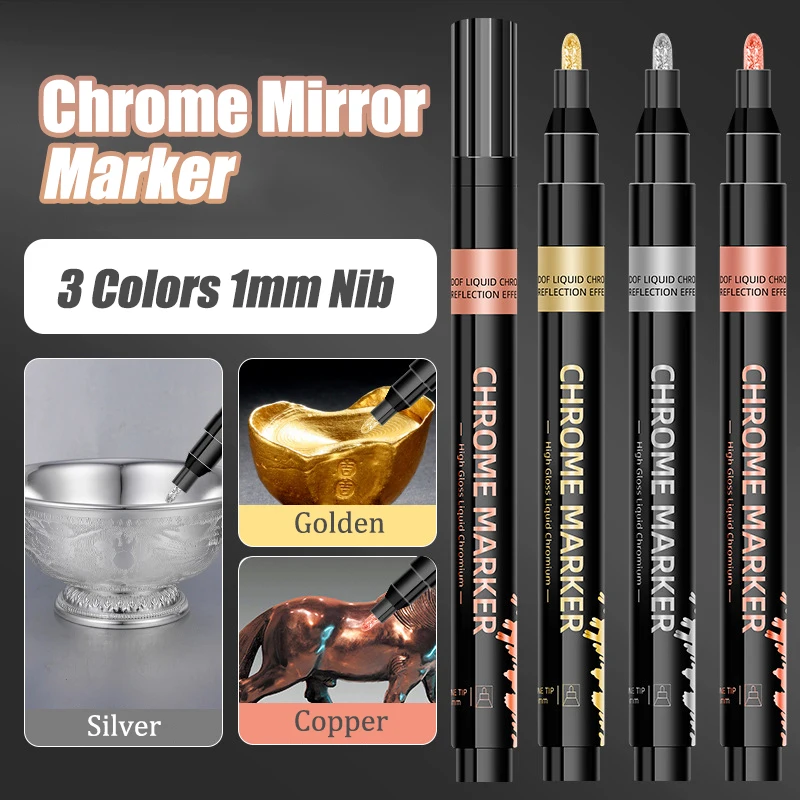 1 Pcs Chrome Mirror Markers,Silver Golden Copper Metal Pen DIY Doodle Cards, Posters,Rock Mugs,Ceramic,Glass,Plating Pen 1mm Nib
1 Pcs Chrome Mirror Markers,Silver Golden Copper Metal Pen DIY Doodle Cards, Posters,Rock Mugs,Ceramic,Glass,Plating Pen 1mm Nib