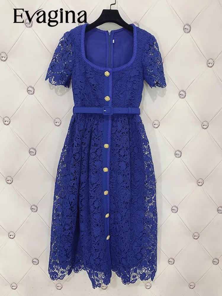 Evagina Spring/Summer Polyester Temperament Commuter Square Collar Short Sleeve Slim High-Waist Lace Deep Blue Dress
Evagina Spring/Summer Polyester Temperament Commuter Square Collar Short Sleeve Slim High-Waist Lace Deep Blue Dress