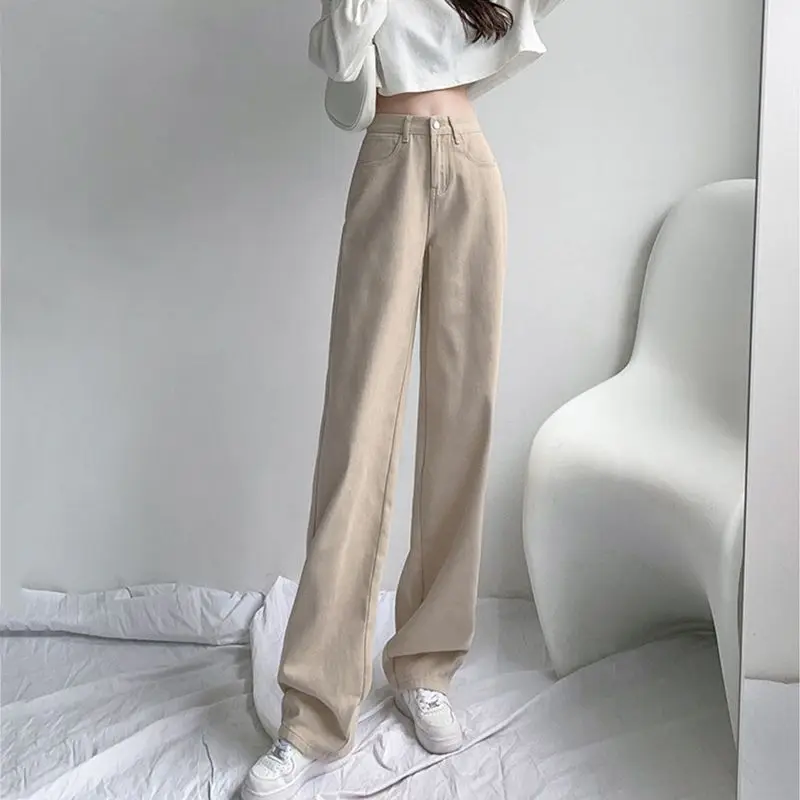 Spring Autumn New Fashion High Waist Solid Color Button Women's Clothing Cowboy Korean All-match Trend Simplicity Straight Pants
Spring Autumn New Fashion High Waist Solid Color Button Women's Clothing Cowboy Korean All-match Trend Simplicity Straight Pants