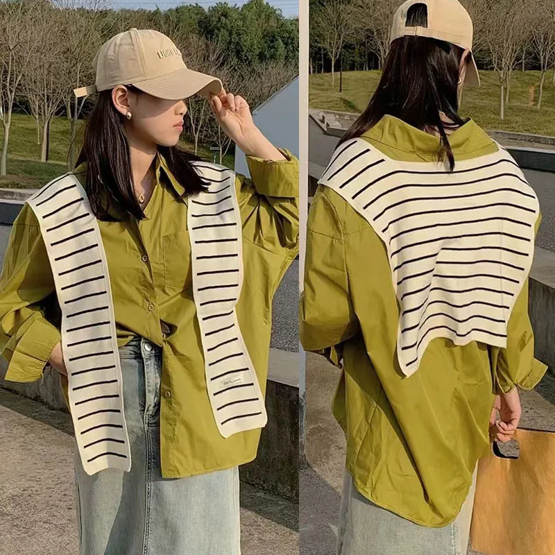 New striped knitted women shawl cardigan versatile thin spring summer Korean version air-conditioned room Tie Woolen scarf 
New striped knitted women shawl cardigan versatile thin spring summer Korean version air-conditioned room Tie Woolen scarf