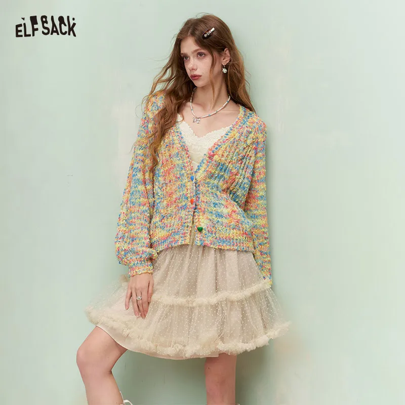 Элегантный укороченный вязаный кардиган ELFSACK с цветными меланжевыми вставками и пышными рукавами, мягкий повседневный свитер для женщин, весенняя вещь для многослойных образов
Элегантный укороченный вязаный кардиган ELFSACK с цветными меланжевыми вставками и пышными рукавами, мягкий повседневный свитер для женщин, весенняя вещь для многослойных образов