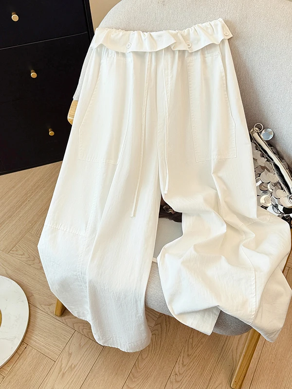 High Waist Wide Leg Pants Women's Summer New Loose Casual Drawstring Hemmed Workwear Trousers Retro Style Straight Cut Pants
High Waist Wide Leg Pants Women's Summer New Loose Casual Drawstring Hemmed Workwear Trousers Retro Style Straight Cut Pants