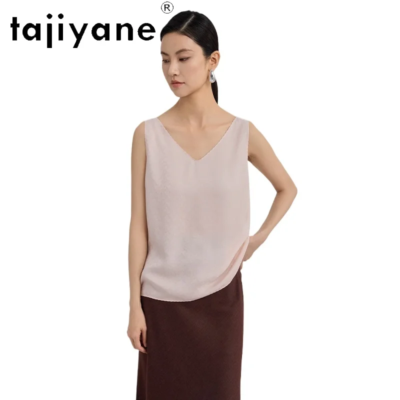 TAJIYANE 100% Mulberry Silk Vest Jacquard Women's Blouses and Shirts Summer Sleeveless Tops for Woman Clothes 2026 New Shirt
TAJIYANE 100% Mulberry Silk Vest Jacquard Women's Blouses and Shirts Summer Sleeveless Tops for Woman Clothes 2026 New Shirt