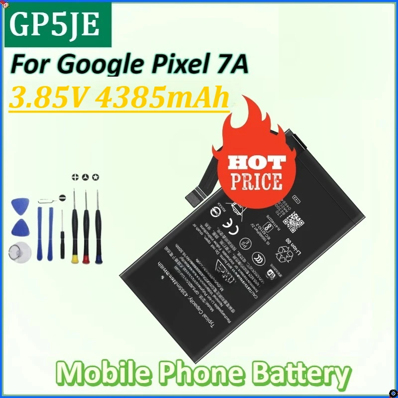 For Google Pixel 7A Phone Replacement Battery Large Capacity Batteries New GP5JE 3.85V 4385mAh Mobile Phone Battery + Tools
For Google Pixel 7A Phone Replacement Battery Large Capacity Batteries New GP5JE 3.85V 4385mAh Mobile Phone Battery + Tools