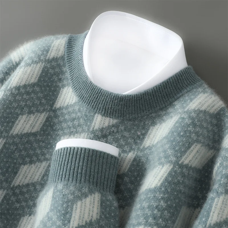 Autumn Winter% Wool Men'S Round Neck Color Block Thick Jacquard Sweater Loose Casual Pullover Knitted Base Shirt
Autumn Winter% Wool Men'S Round Neck Color Block Thick Jacquard Sweater Loose Casual Pullover Knitted Base Shirt