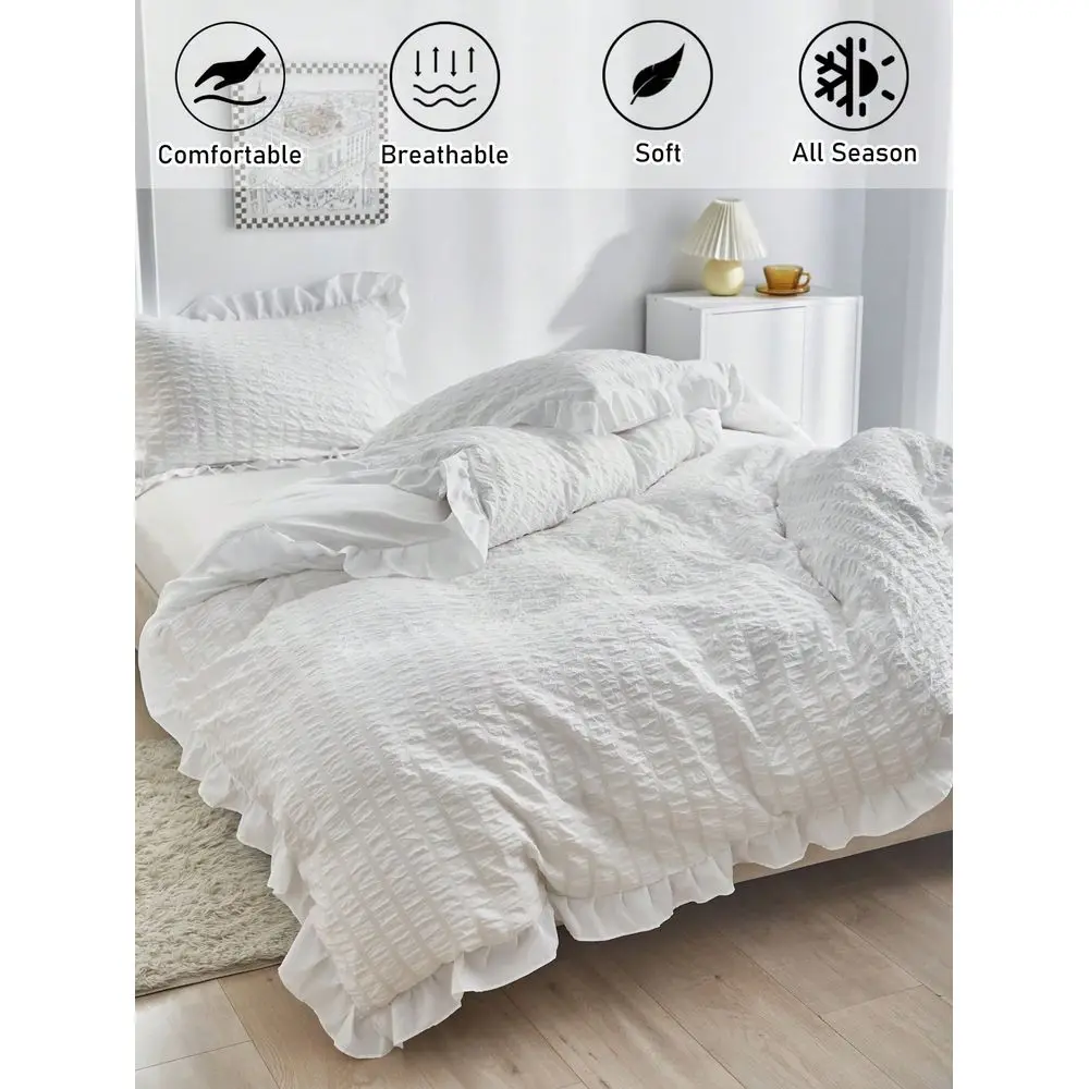 3Pcs White Bubble Chiffon Duvet Cover Set with Ruffle Edges, Fashion Cute Bedding for All Seasons
3Pcs White Bubble Chiffon Duvet Cover Set with Ruffle Edges, Fashion Cute Bedding for All Seasons
