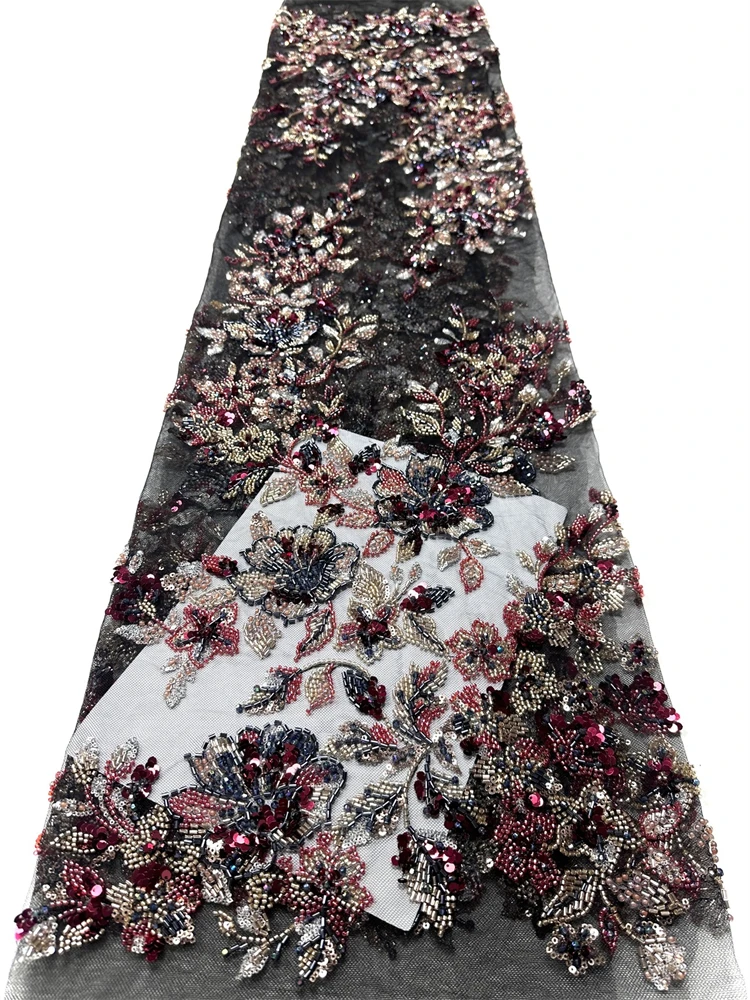 African Heavy Beaded Lace Fabric 2026 High-Quality French Nigerian Sequin Tulle Lace Suitable for Women's Party Dresses
African Heavy Beaded Lace Fabric 2026 High-Quality French Nigerian Sequin Tulle Lace Suitable for Women's Party Dresses