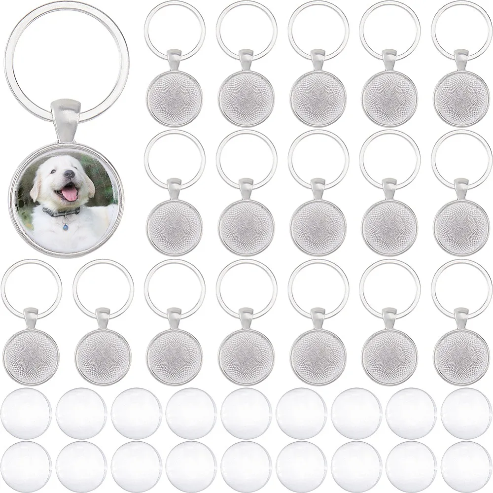 60Pcs Alloy Keychain with Iron Rings and Glass Cabochons Platinum 51mm
60Pcs Alloy Keychain with Iron Rings and Glass Cabochons Platinum 51mm