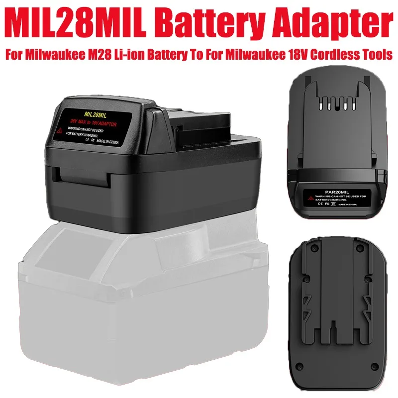 Адаптер для аккумуляторов MIL28MIL: преобразование литий-ионных батарей Milwaukee M28 V28 в литиевые батареи Milwaukee M-18 18В для электроинструментов
Адаптер для аккумуляторов MIL28MIL: преобразование литий-ионных батарей Milwaukee M28 V28 в литиевые батареи Milwaukee M-18 18В для электроинструментов