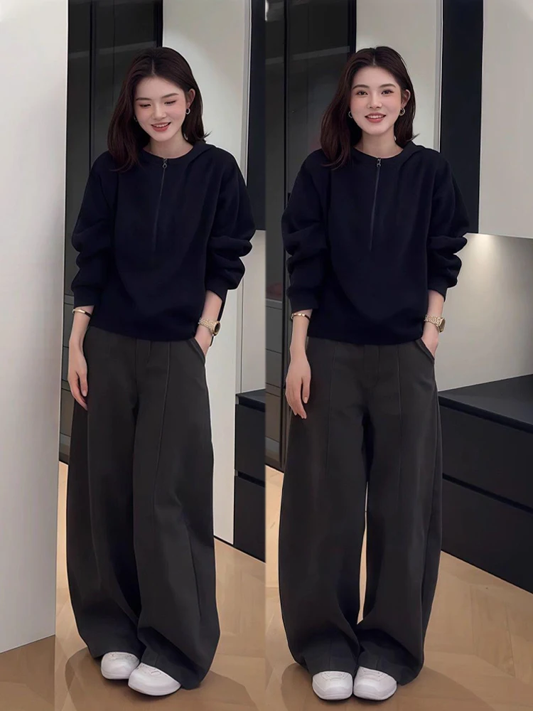 Early Spring Fashion plus Size Lazy Style Dark Blue Top And Casual Pants Set Women's High Waist Warm Long Sleeve Hoodie Two P...
Early Spring Fashion plus Size Lazy Style Dark Blue Top And Casual Pants Set Women's High Waist Warm Long Sleeve Hoodie Two P...
