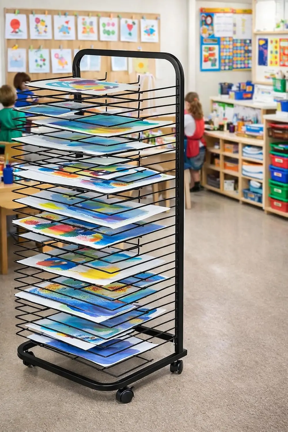 25-ярусная мобильная сушилка для художественных работ – с блокирующимися колесами и съемными полками, компактное металлическое хранилище для студий и учебных классов
25-ярусная мобильная сушилка для художественных работ – с блокирующимися колесами и съемными полками, компактное металлическое хранилище для студий и учебных классов