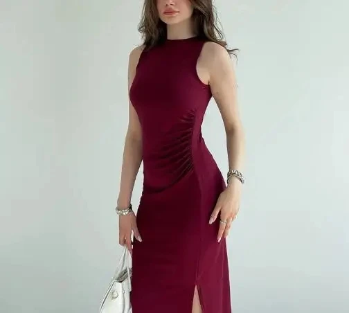 Women's Dresses Temperament 2025 Autumn New Fashion Sexy Solid Sleeveless Round Neck Slit Wrap Slim Dress for Women
Women's Dresses Temperament 2025 Autumn New Fashion Sexy Solid Sleeveless Round Neck Slit Wrap Slim Dress for Women