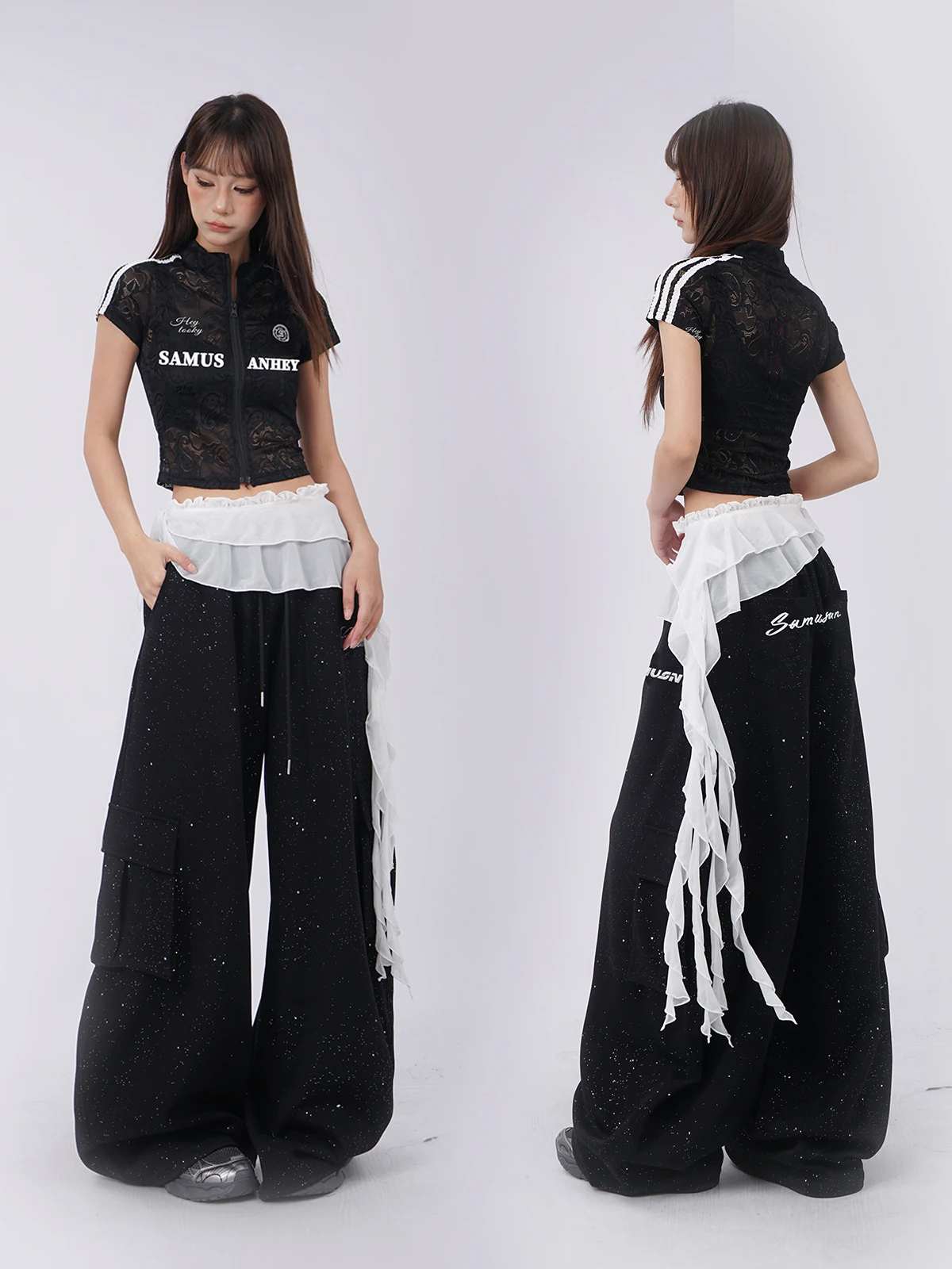 High Waist Long Skirt with Net Curtain Design for Women's Jazz Dance Stylish Overlap White Lace Curtain Belt Accessory
High Waist Long Skirt with Net Curtain Design for Women's Jazz Dance Stylish Overlap White Lace Curtain Belt Accessory