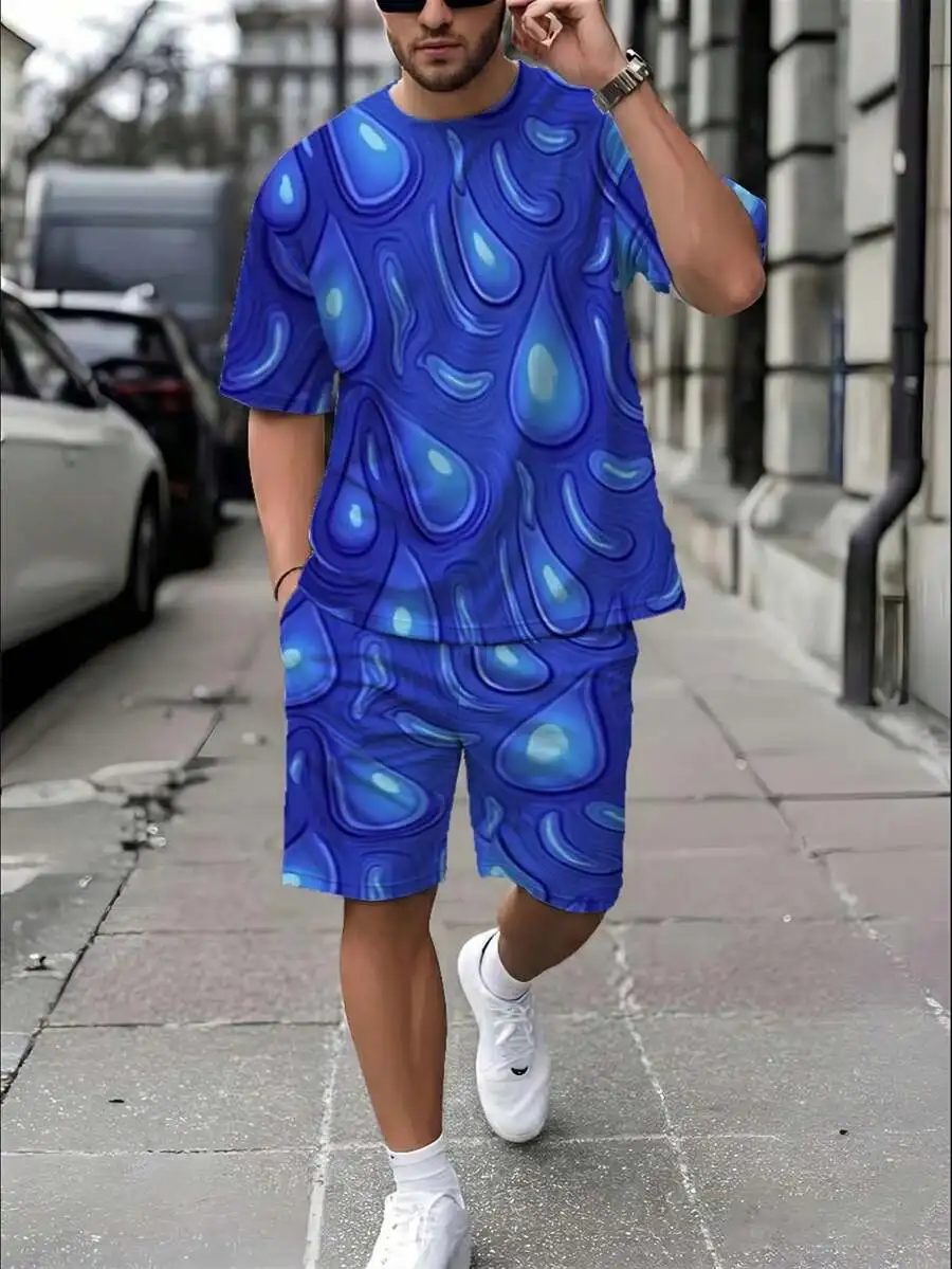 Blue Water Drop All-Over Print Mens T-Shirt And Shorts Set Polyester Lightweight Breathable
Blue Water Drop All-Over Print Mens T-Shirt And Shorts Set Polyester Lightweight Breathable