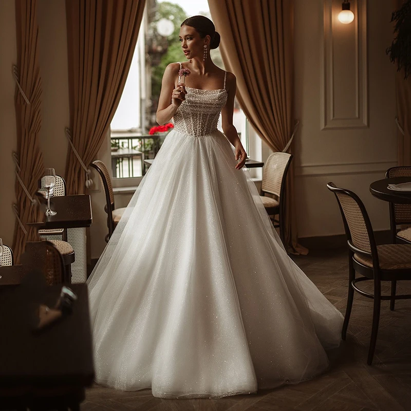 Eightree Elegant A-Line Wedding Dresses Sweetheart Glitter Backless Bridal Dress Boho Beach Wedding Prom Ball Gowns Customized
Eightree Elegant A-Line Wedding Dresses Sweetheart Glitter Backless Bridal Dress Boho Beach Wedding Prom Ball Gowns Customized