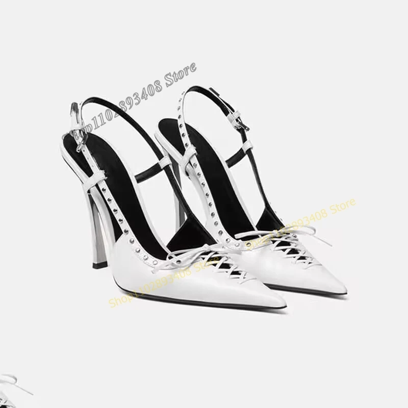 White Rivet Bow Decor Pumps Hollow Pointed Toe Stilettos High Heel Back Strap Women Shoes 2023 Fashion Sexy Zapatos Para Mujere
White Rivet Bow Decor Pumps Hollow Pointed Toe Stilettos High Heel Back Strap Women Shoes 2023 Fashion Sexy Zapatos Para Mujere