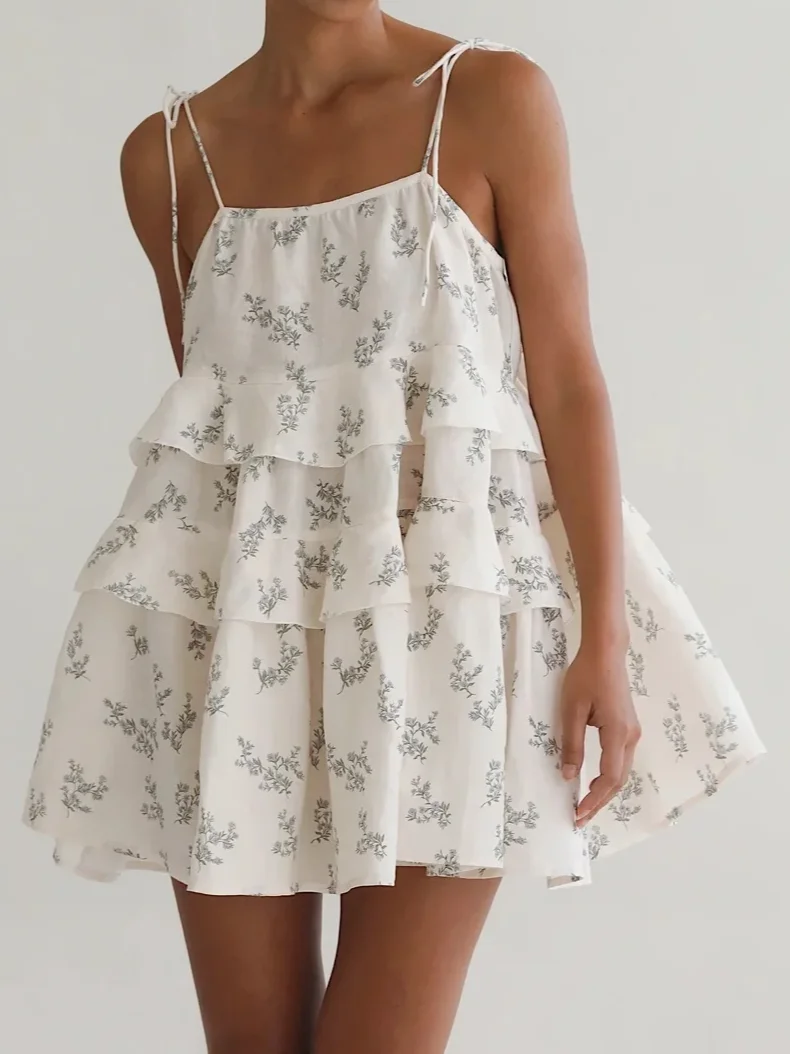 Summer 2025 Women's 100% Linen Sling Dress Flower Print Multi-layer Ruffles Strapless Sleeveless Holiday Ladies Mini Robe
Summer 2025 Women's 100% Linen Sling Dress Flower Print Multi-layer Ruffles Strapless Sleeveless Holiday Ladies Mini Robe