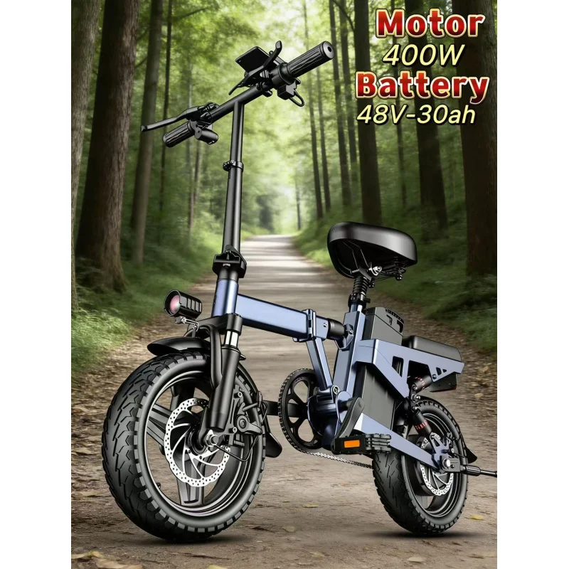 14-inch 400W foldable E-Bike aluminum alloy 48V-30AH removable battery electric bicycle adult multi-purpose shock-absorbing bicy
14-inch 400W foldable E-Bike aluminum alloy 48V-30AH removable battery electric bicycle adult multi-purpose shock-absorbing bicy