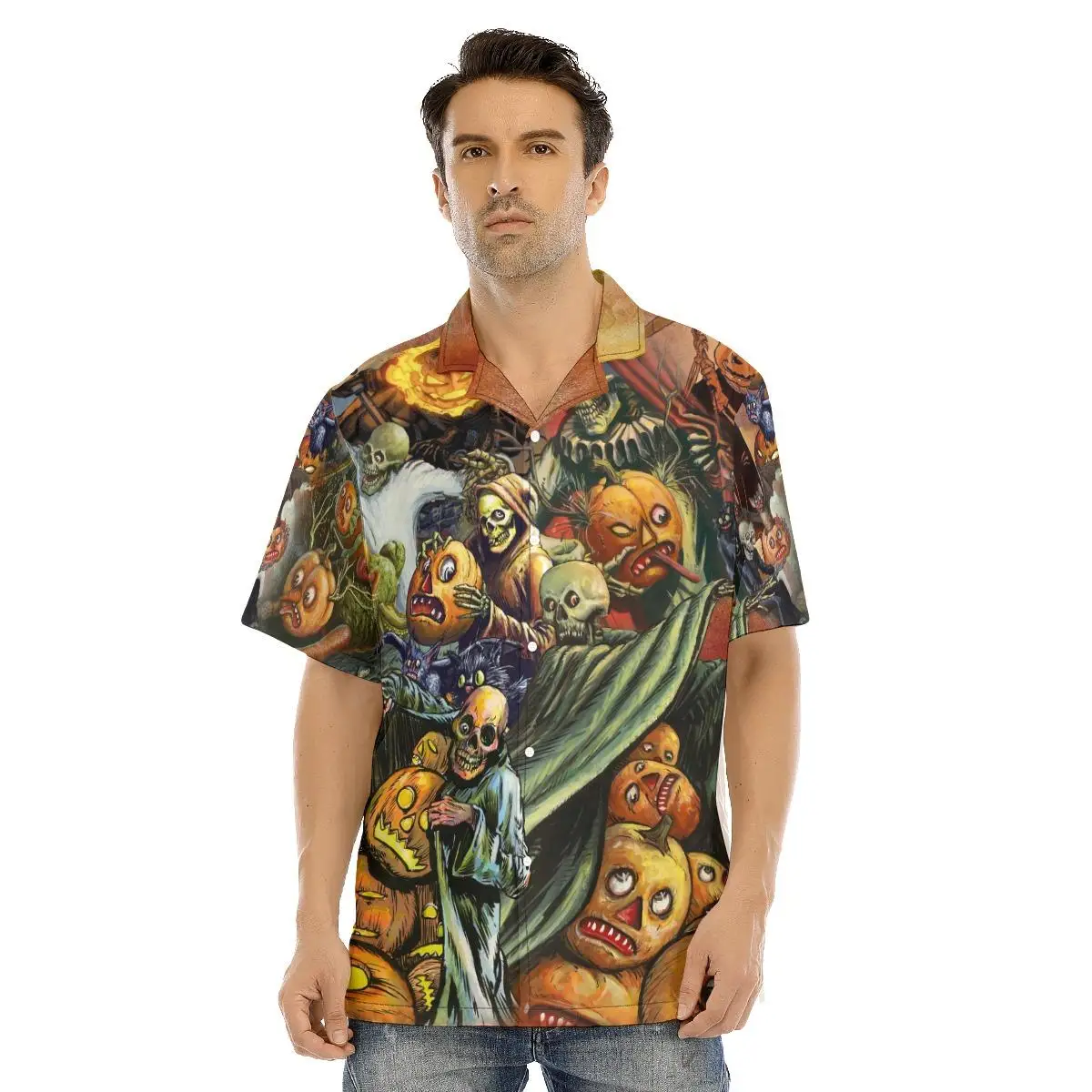 New Men's Casual Shirts Halloween Pumpkin And Skull Cool Button Up Shirt Creative Hawaiian Style Summer Streetwear for Men
New Men's Casual Shirts Halloween Pumpkin And Skull Cool Button Up Shirt Creative Hawaiian Style Summer Streetwear for Men