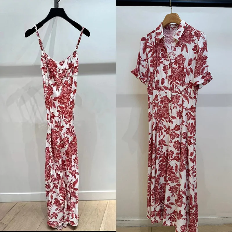 Retro Floral Dress with Silky Fashion Straps Sexy Dark Flower Lapel + Suspender Skirt 2025 Summer New Style Satin Dress
Retro Floral Dress with Silky Fashion Straps Sexy Dark Flower Lapel + Suspender Skirt 2025 Summer New Style Satin Dress