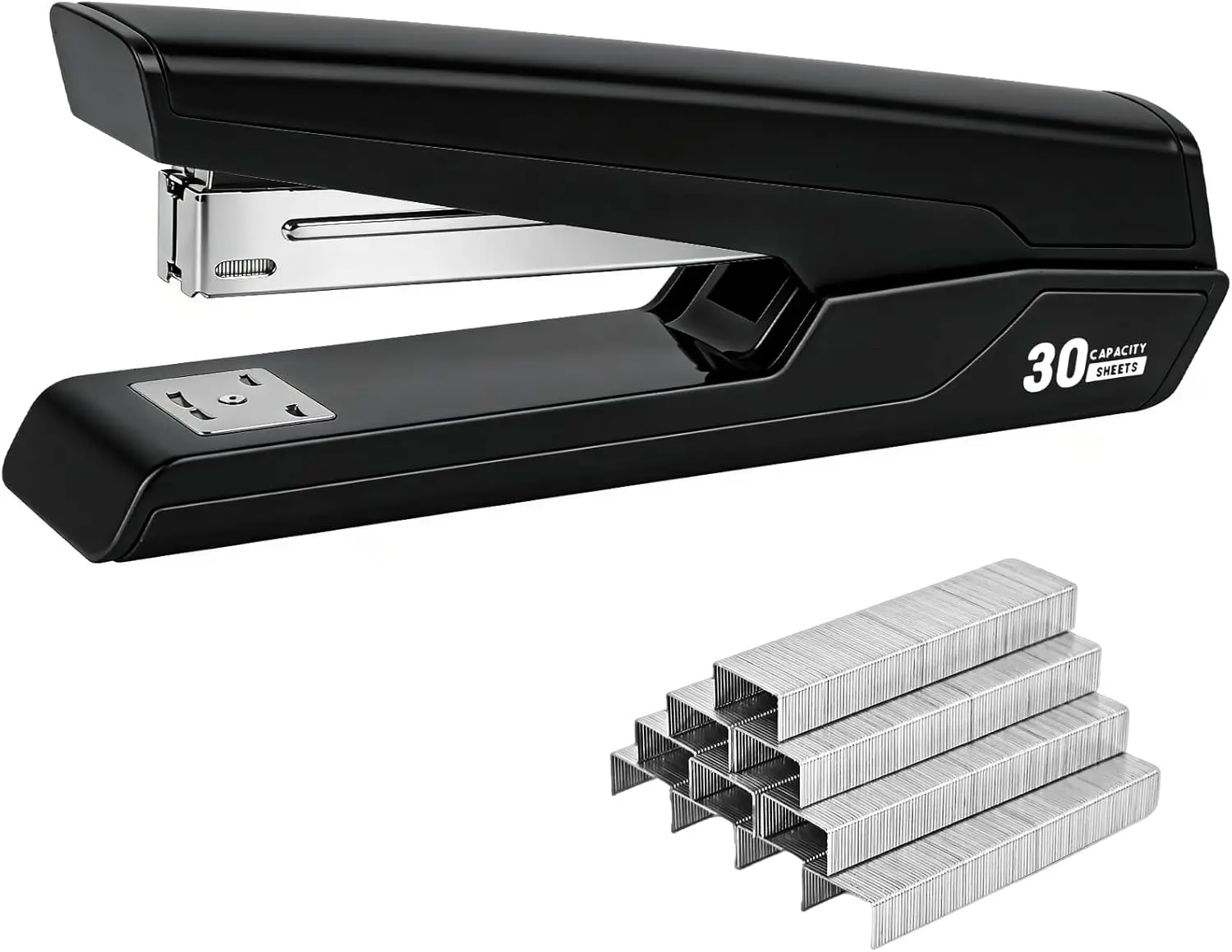 Office Stapler with 830 Staples, 30 Sheet Capacity, Non-Slip, Black
Office Stapler with 830 Staples, 30 Sheet Capacity, Non-Slip, Black