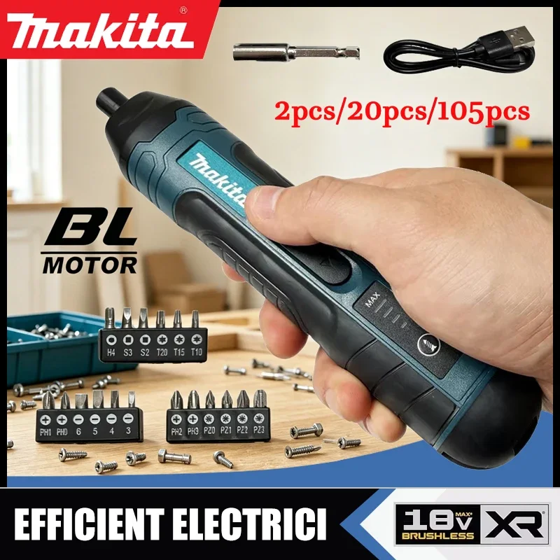 Makita 2pcs/20pcs/105pcs Cordless Electric Screwdriver - 1300 MAh Rechargeable Electric Drill Multi-functional Disassembly Tool
Makita 2pcs/20pcs/105pcs Cordless Electric Screwdriver - 1300 MAh Rechargeable Electric Drill Multi-functional Disassembly Tool