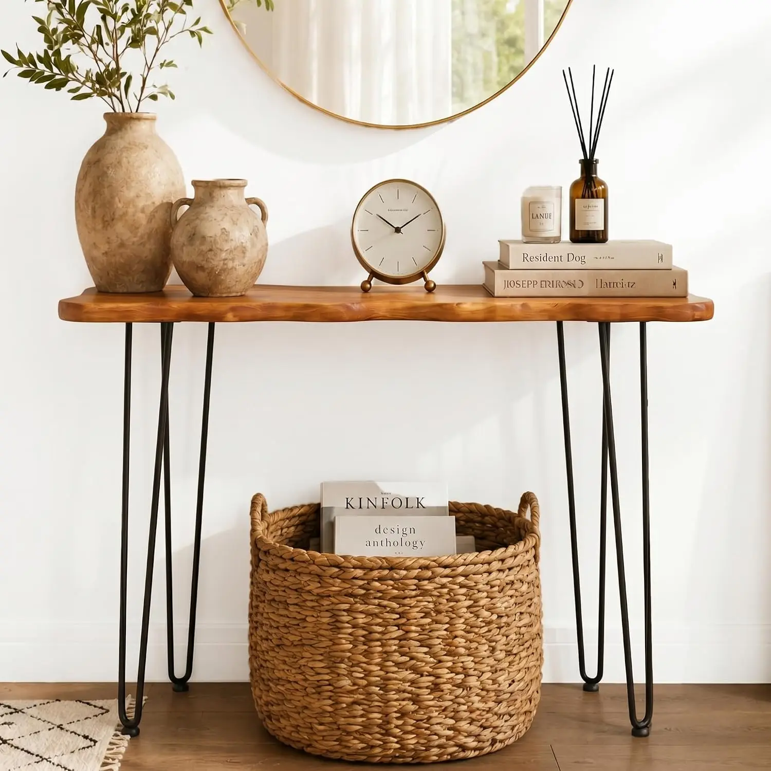 Walnut Console Table Live Edge Narrow Metal Legs Entryway Hallway Small Space Rustic Decor, Customized
Walnut Console Table Live Edge Narrow Metal Legs Entryway Hallway Small Space Rustic Decor, Customized