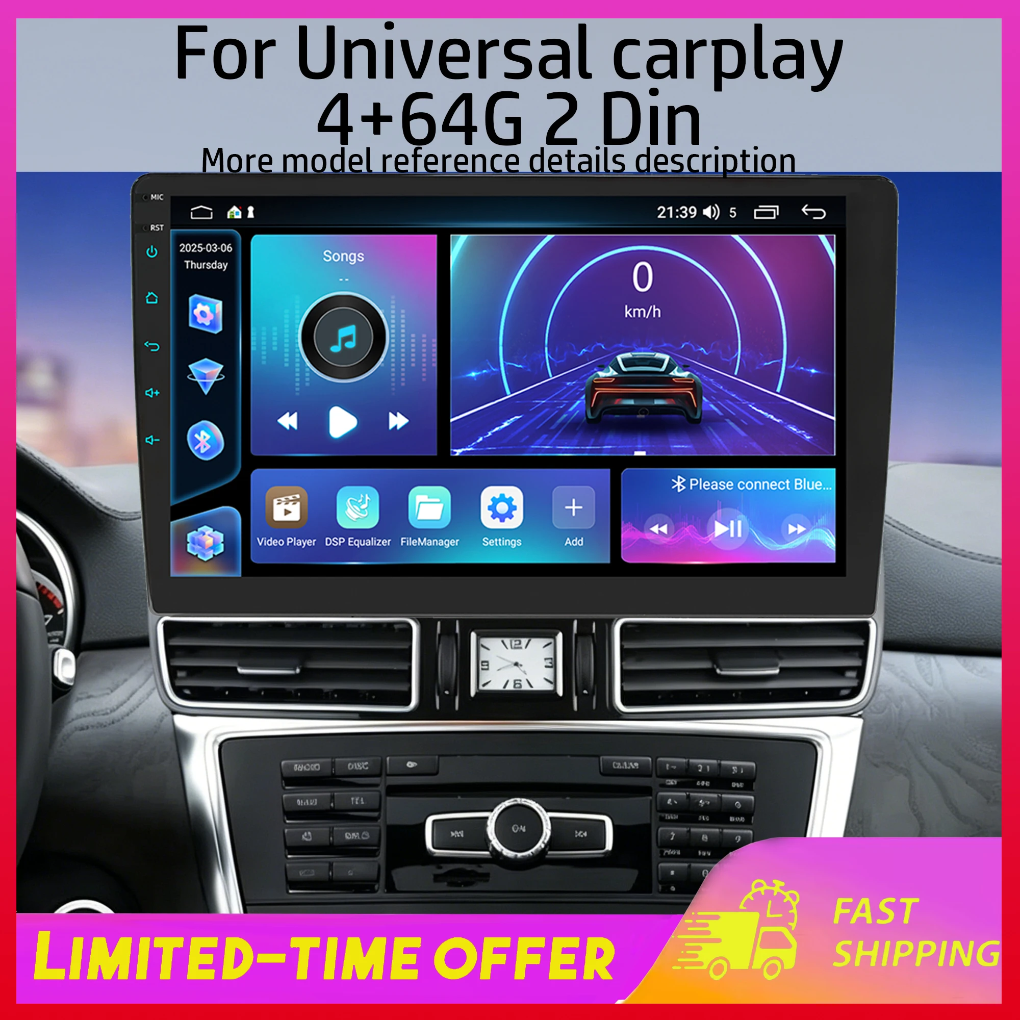 Android Auto Car Radio GPS Navigation Universal 2 Din Car Stereo 10.1 Inch Touchscreen 4+64G Car Stereo with Carplay 720P Backup Camera Support Bluetooth Handsfree Wifi Mirror Link SWC
Android Auto Car Radio GPS Navigation Universal 2 Din Car Stereo 10.1 Inch Touchscreen 4+64G Car Stereo with Carplay 720P Backup Camera Support Bluetooth Handsfree Wifi Mirror Link SWC
