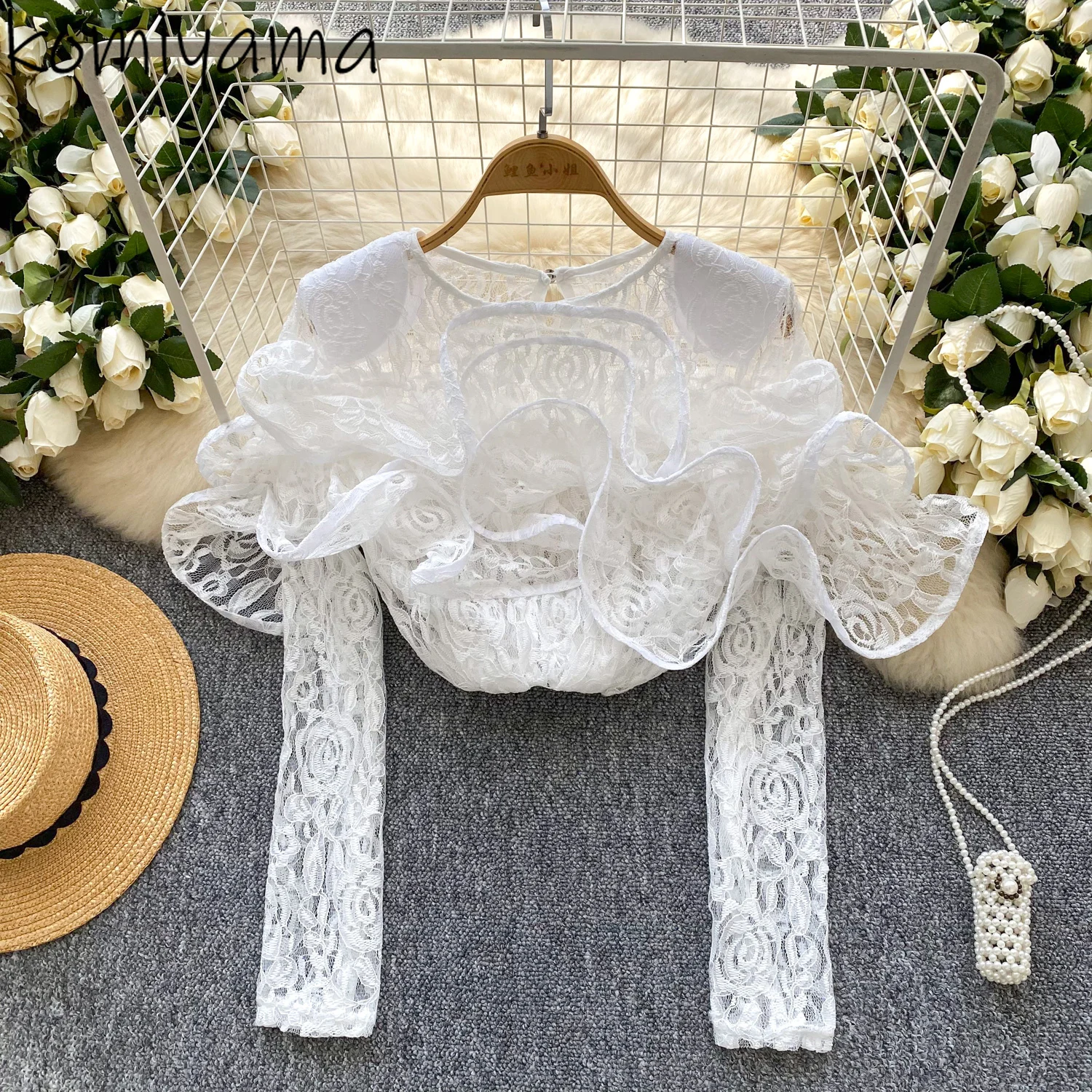 Hollow Out Lace Blusas Mujer 3d Ruffles Shirts & Blouses 2025 Spring Woman Clothing O-neck Long Sleeve Camisas Popular Shirt
Hollow Out Lace Blusas Mujer 3d Ruffles Shirts & Blouses 2025 Spring Woman Clothing O-neck Long Sleeve Camisas Popular Shirt