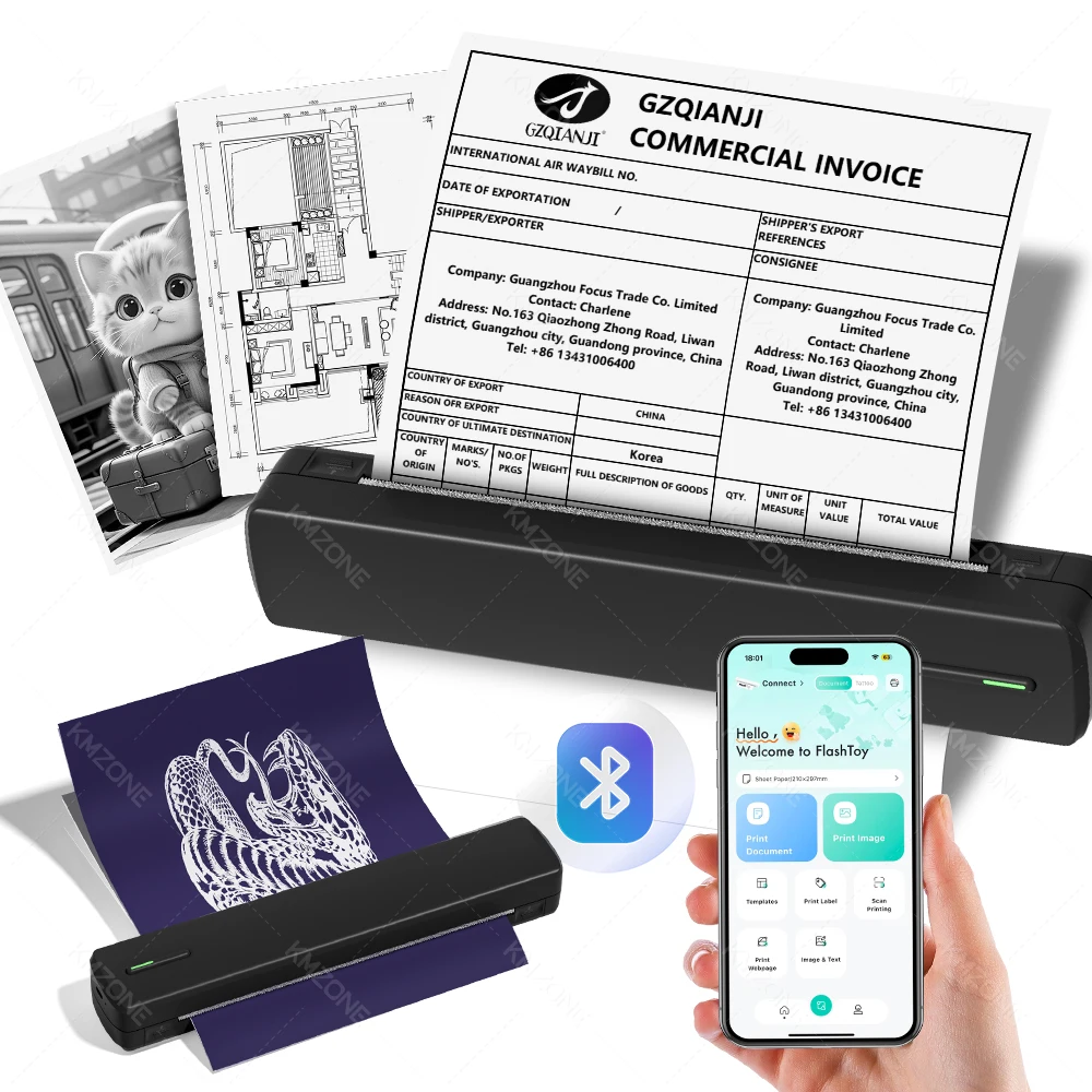 A4 Portable Bluetooth Inkless Mobile Thermal Printer for A4 A5 11-2600mAh Battery Compatible with Mutiple Systems Home Office
A4 Portable Bluetooth Inkless Mobile Thermal Printer for A4 A5 11-2600mAh Battery Compatible with Mutiple Systems Home Office