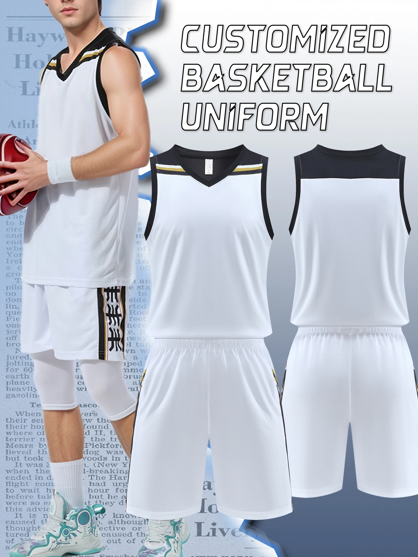 Breathable basketball jersey,Moisture-wicking fabric,Mesh panel,Ventilated basketball shorts,Quick-drying material,Airflow desig
Breathable basketball jersey,Moisture-wicking fabric,Mesh panel,Ventilated basketball shorts,Quick-drying material,Airflow desig