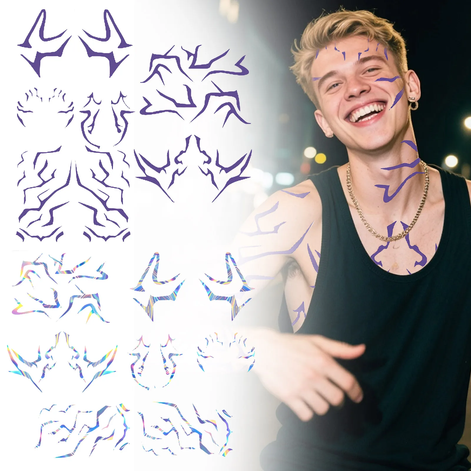 Party Tattoo Set 8PCS Mixed Design Temporary Tattoos for Full Body Waterproof Arm Chest Stickers for Festival Vacation
Party Tattoo Set 8PCS Mixed Design Temporary Tattoos for Full Body Waterproof Arm Chest Stickers for Festival Vacation