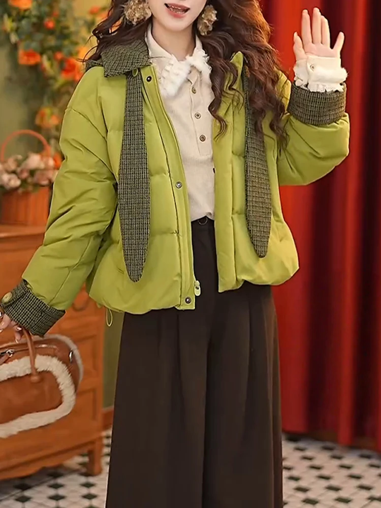 Корейское женское пуховое пальто Jaet с кроличьими ушками в клетку с капюшоном, хлопковое пальто, зимнее новое дизайнерское повседневное свободное пальто для поездок на работу
Корейское женское пуховое пальто Jaet с кроличьими ушками в клетку с капюшоном, хлопковое пальто, зимнее новое дизайнерское повседневное свободное пальто для поездок на работу