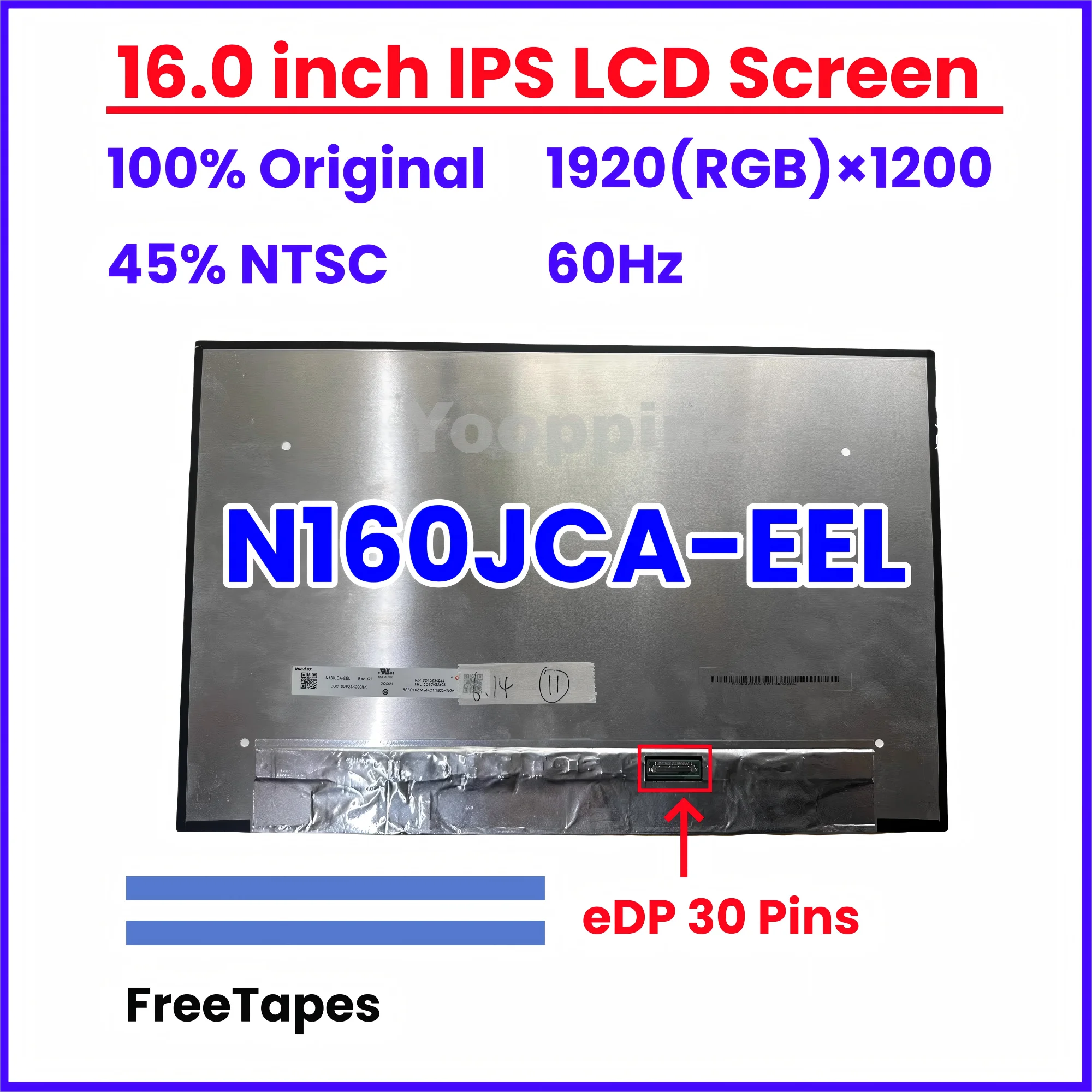 16-дюймовый ЖК-экран для ноутбука N160JCA-EEL N160JCA-EEL, сменная матричная панель дисплея 1920x1200 eDP, 30 контактов, без сенсорного экрана
16-дюймовый ЖК-экран для ноутбука N160JCA-EEL N160JCA-EEL, сменная матричная панель дисплея 1920x1200 eDP, 30 контактов, без сенсорного экрана