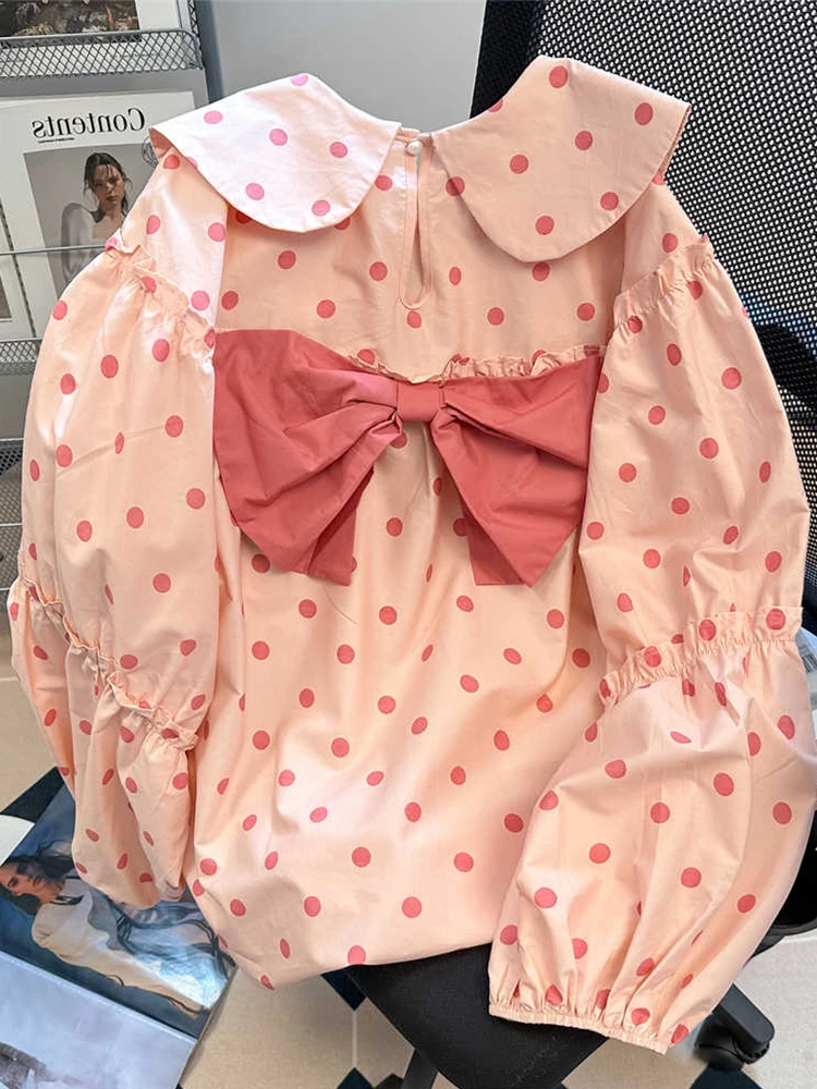 Women's Pink Polka Dot Blouses Bow Y2k Aesthetic Harajuku Vintage Korean 2000s Elegant Long Sleeve Peter Pan Collar Shirt
Women's Pink Polka Dot Blouses Bow Y2k Aesthetic Harajuku Vintage Korean 2000s Elegant Long Sleeve Peter Pan Collar Shirt