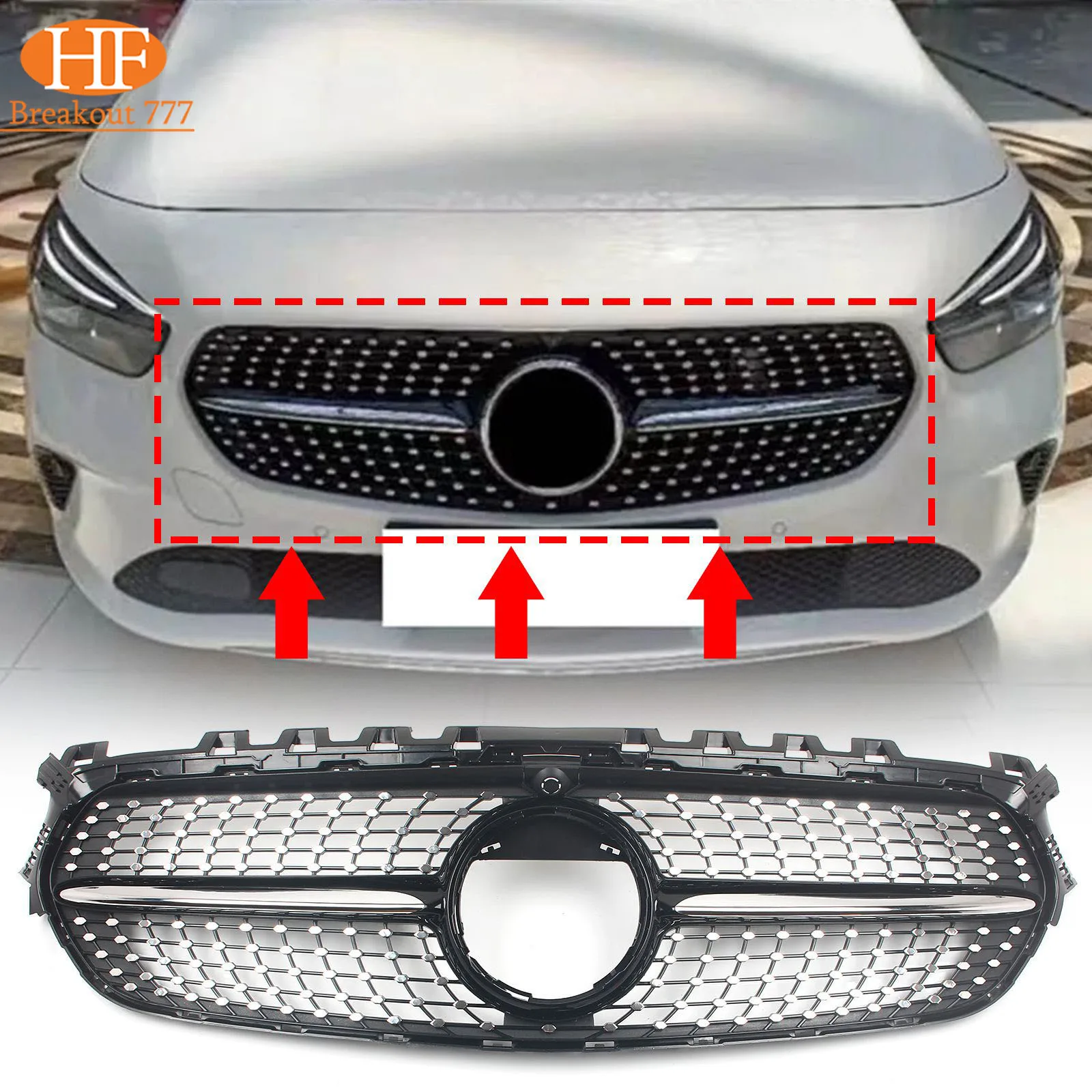 GT/Diamonds Style Front Bumper Grille For Mercedes Benz B-Class W247 2020-2022 2021
GT/Diamonds Style Front Bumper Grille For Mercedes Benz B-Class W247 2020-2022 2021