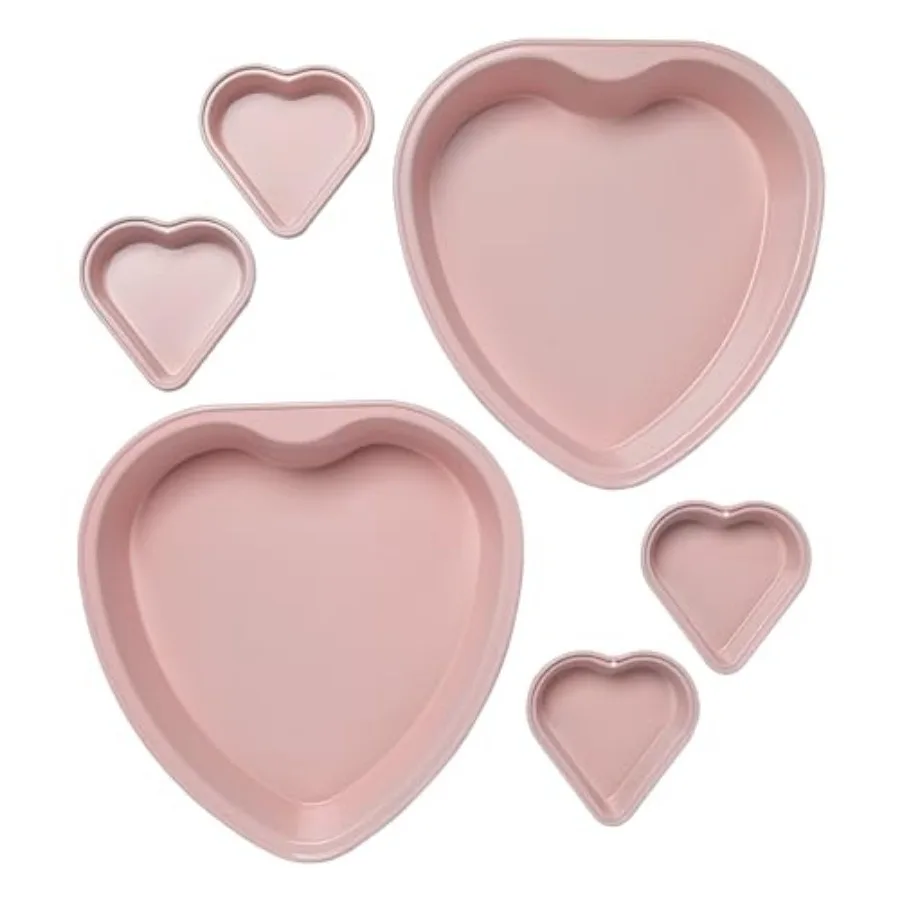 Heart Shaped Nonstick Bakeware Set Easy Release Carbon Steel Includes two 9.5-Inch Pans and four Mini 3.5-Inch Pans Dishwasher
Heart Shaped Nonstick Bakeware Set Easy Release Carbon Steel Includes two 9.5-Inch Pans and four Mini 3.5-Inch Pans Dishwasher