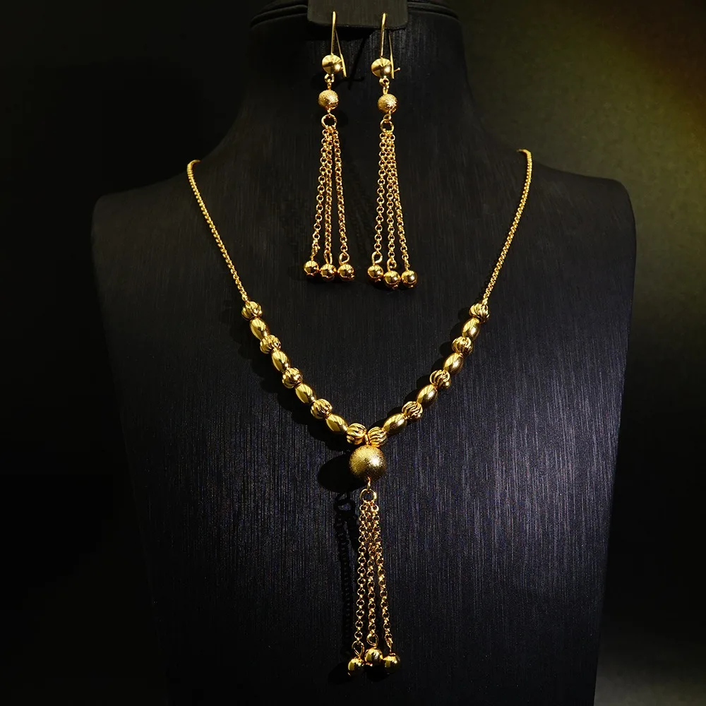 Gold Plated Wedding Necklace Earrings Jewelry Set for Women 2pcs Tassel Jewelry Set Dubai Nigeria Bridal Gift
Gold Plated Wedding Necklace Earrings Jewelry Set for Women 2pcs Tassel Jewelry Set Dubai Nigeria Bridal Gift